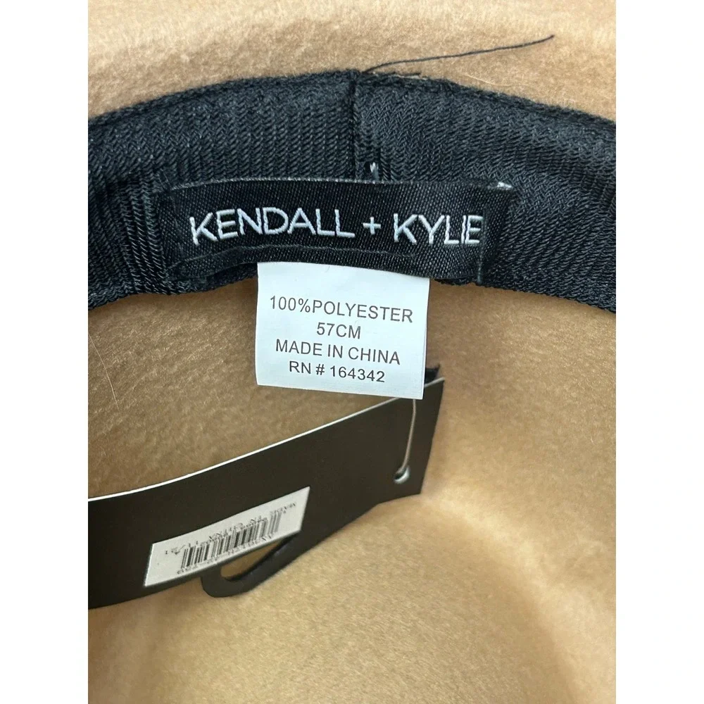 Kendall + Kylie Tan Felt Fedora Hat Wide Brim Chain Detail Women's One Size‎ NEW